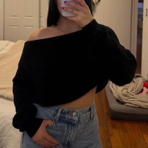 Nasty Gal Off the Shoulder oversized crop Sweater